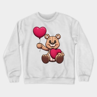 Cute Teddy Bear With Balloon And Heart Crewneck Sweatshirt